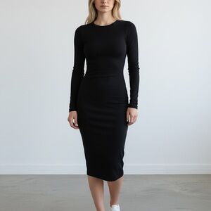 BCBGMaxAzria Black Long-Sleeve Bodycon Midi Dress